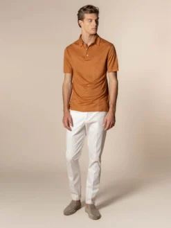 Rust Linen Polo Shirt -Velora Fashion Aurelien 542A4064 scaled