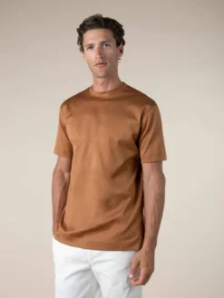 AUR1 T-Shirt Caramel -Velora Fashion Aurelien AUR1 big collar t shirt interlock jersey logo caramel3