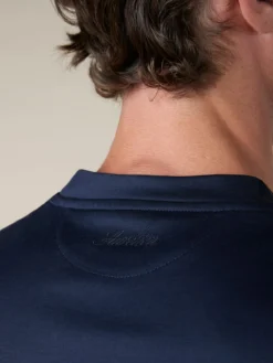 AUR1 T-Shirt Navy -Velora Fashion Aurelien AUR1 big collar t shirt interlock jersey logo navy3