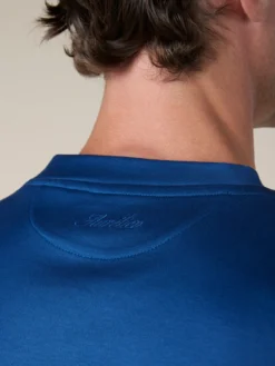 AUR1 T-Shirt Ultramarine -Velora Fashion Aurelien AUR1 big collar t shirt interlock jersey logo ultramarine4