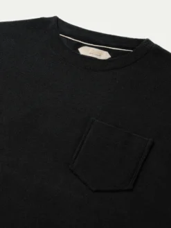 Black Terry Towelling T-Shirt -Velora Fashion Aurelien AUR1 big collar t shirt terry towelling men black 2 2