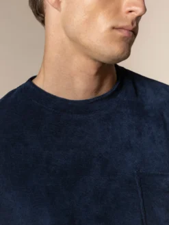 Navy Terry Towelling T-Shirt -Velora Fashion Aurelien AUR1 big collar t shirt terry towelling men navy13 scaled