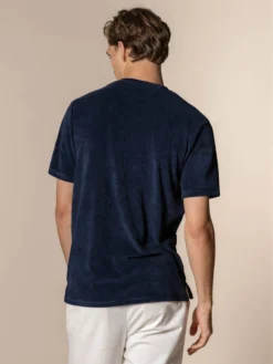 Navy Terry Towelling T-Shirt -Velora Fashion Aurelien AUR1 big collar t shirt terry towelling men navy14 scaled
