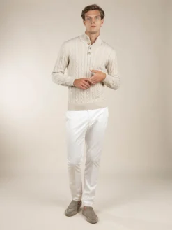 Light Beige Winter Button Sweater -Velora Fashion Aurelien Cashmere Blend Winter Button Sweater Light Beige10