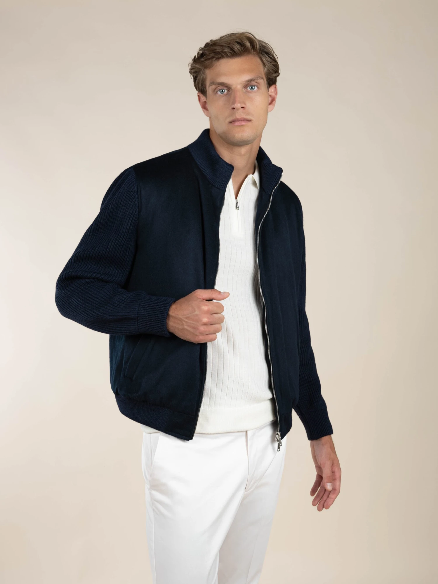 Navy Cashmere Bomber Jacket 8 Navy Cashmere Bomber Jacket - Image 6