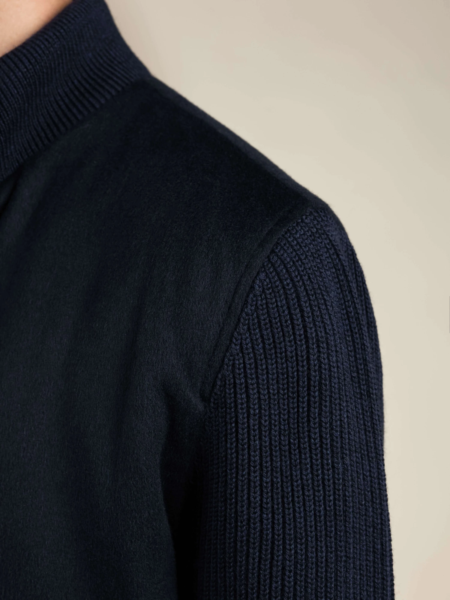 Navy Cashmere Bomber Jacket 5 Navy Cashmere Bomber Jacket - Image 3