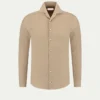 Beige Flannel Shirt 1 Beige Flannel Shirt -Velora Fashion Aurelien Men Seaside Shirt Flannel Cotton Cashmere Beige1