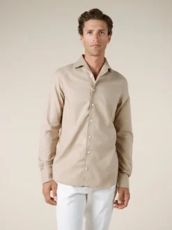 Beige Flannel Shirt 13 Beige Flannel Shirt -Velora Fashion Aurelien Men Seaside Shirt Flannel Cotton Cashmere Beige11