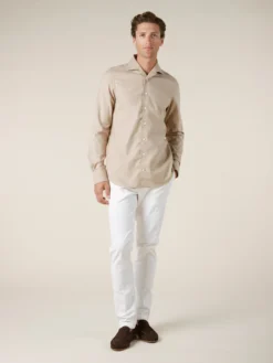 Beige Flannel Shirt 15 Beige Flannel Shirt -Velora Fashion Aurelien Men Seaside Shirt Flannel Cotton Cashmere Beige13