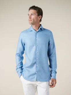 Light Blue Flannel Shirt -Velora Fashion Aurelien Men Seaside Shirt Flannel Linen Light Blue14