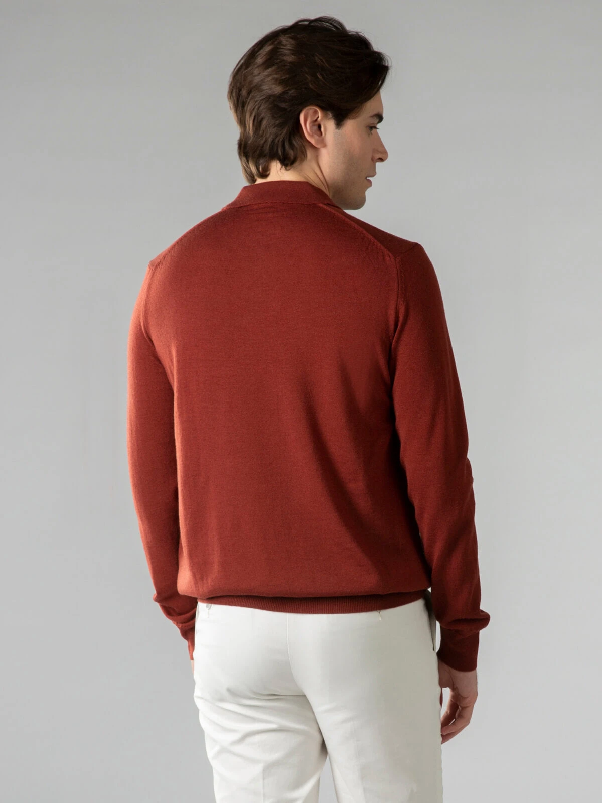 Extrafine Merino Buttonless Polo Maroon 5 Extrafine Merino Buttonless Polo Maroon - Image 3