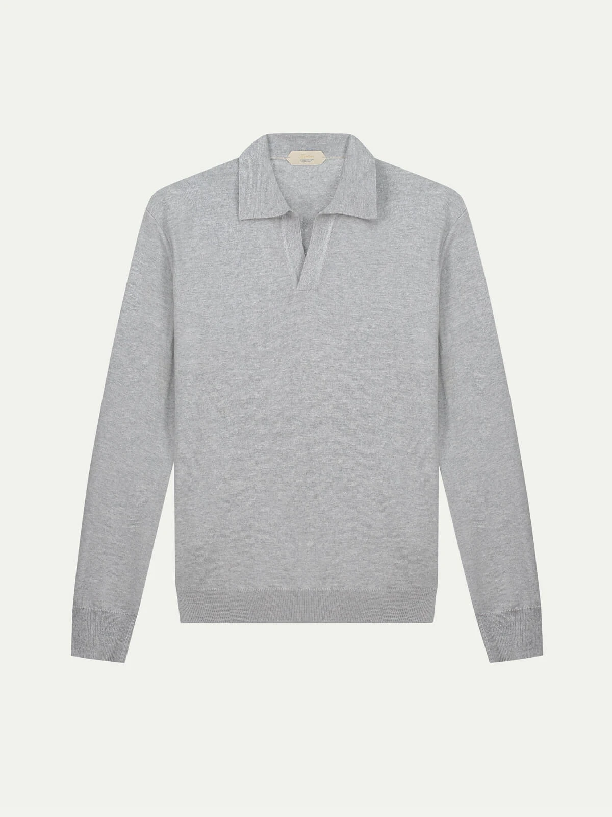 Extrafine Merino Buttonless Polo Light Grey 3 Extrafine Merino Buttonless Polo Light Grey