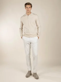 Extrafine Merino Polo Light Beige 13 Extrafine Merino Polo Light Beige -Velora Fashion Aurelien Merino Cashwool Made in Italy Sweater Polo Longsleeve lightbeige10