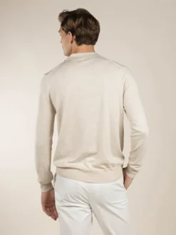 Extrafine Merino Polo Light Beige 11 Extrafine Merino Polo Light Beige -Velora Fashion Aurelien Merino Cashwool Made in Italy Sweater Polo Longsleeve lightbeige11