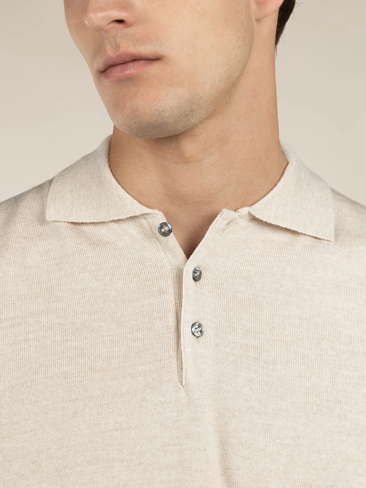 Extrafine Merino Polo Light Beige 5 Extrafine Merino Polo Light Beige - Image 3
