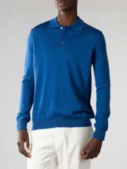 Extrafine Merino Polo Ultramarine 8 Extrafine Merino Polo Ultramarine -Velora Fashion Aurelien Merino Cashwool Made in Italy Sweater Polo Longsleeve ultramarine10