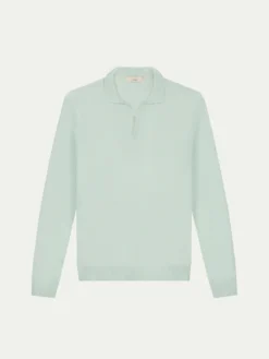 Extrafine Merino Buttonless Polo Light Green