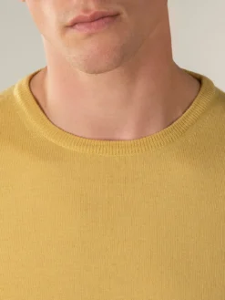 Extrafine Merino Crew Neck Sweater Mustard -Velora Fashion Aurelien Merino Cashwool Made in Italy Sweater crew neck mustard4