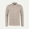 Extrafine Merino Knitted Shirt Greige -Velora Fashion Aurelien Merino Cashwool Made in Italy Sweater knitted shirt greige