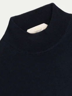 Extrafine Merino Mockneck Navy -Velora Fashion Aurelien Merino Cashwool Made in Italy Sweater mock neck navy2