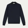 Extrafine Merino Mockneck Navy -Velora Fashion Aurelien Merino Cashwool Made in Italy Sweater mock neck navy3