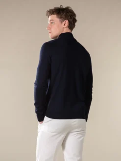 Extrafine Merino Mockneck Navy -Velora Fashion Aurelien Merino Cashwool Made in Italy Sweater mock neck navy7