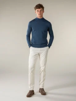 Extrafine Merino Mockneck Petrol -Velora Fashion Aurelien Merino Cashwool Made in Italy Sweater mock neck petrol5