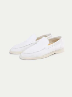 White Yacht Loafers -Velora Fashion Aurelien Yacht Loafers men suede shoes summer italy white5