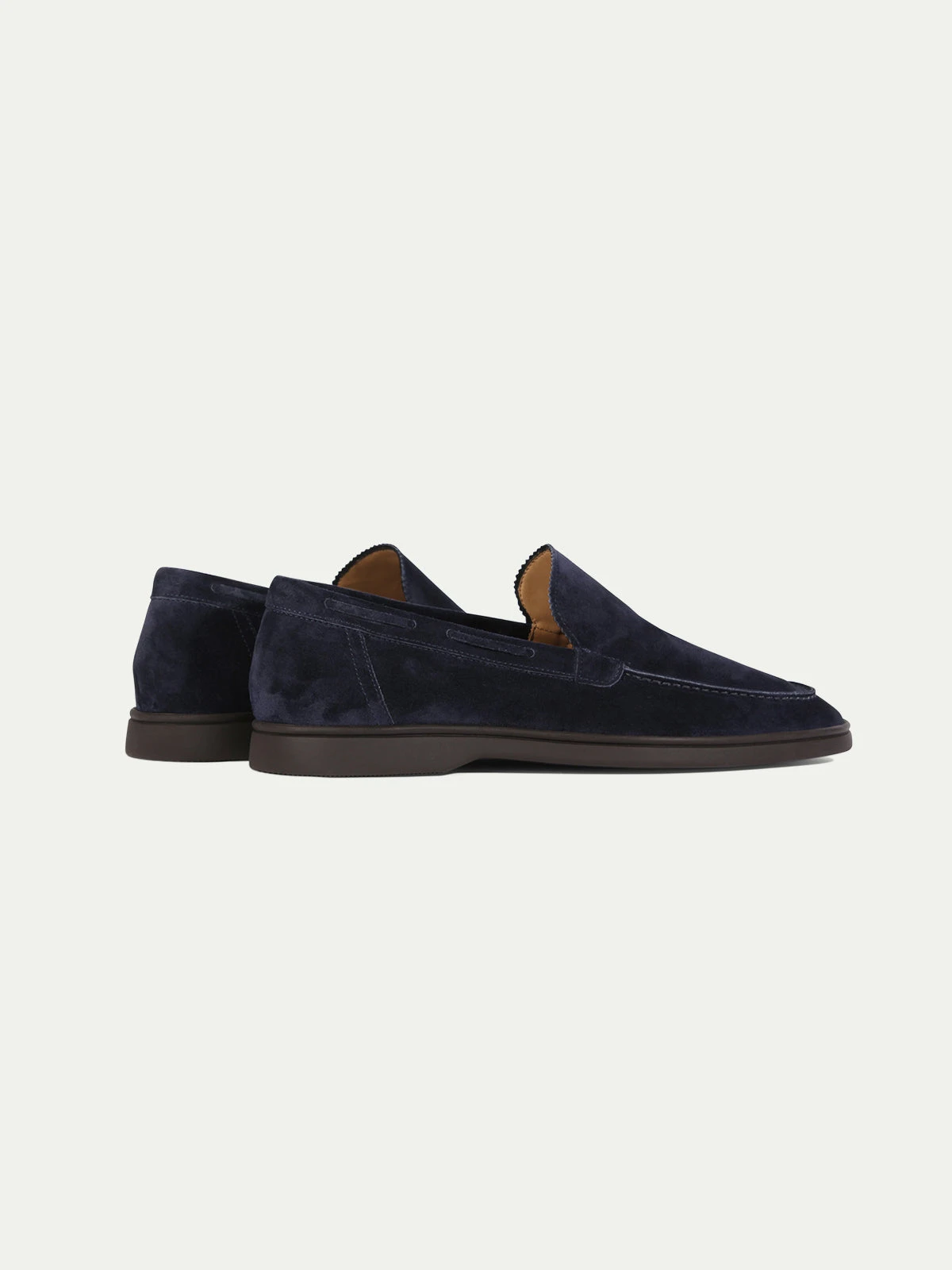 Navy Yacht Loafer With Lamb Shearling Footbed - Image 3