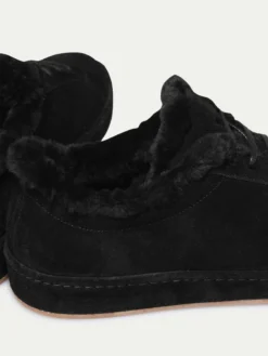 Shearling-lined Black Voyager Sneaker -Velora Fashion Aurelien Yoyager Sneaker Softey Suede Suede Sole Shearling Black3