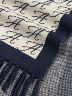 AUR1 Scarf Navy & Beige -Velora Fashion Aurelien aur1 scarf cashmere navy beige 2 scaled