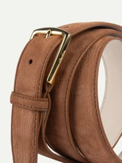 Caramel Nubuck Leather Belt -Velora Fashion Aurelien belt nubuck leather caramel men 3 scaled