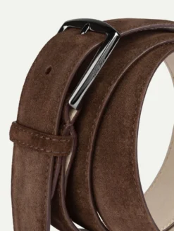 Chocolate Suede Leather Belt -Velora Fashion Aurelien belt softey suede chocolate brown men 3 scaled