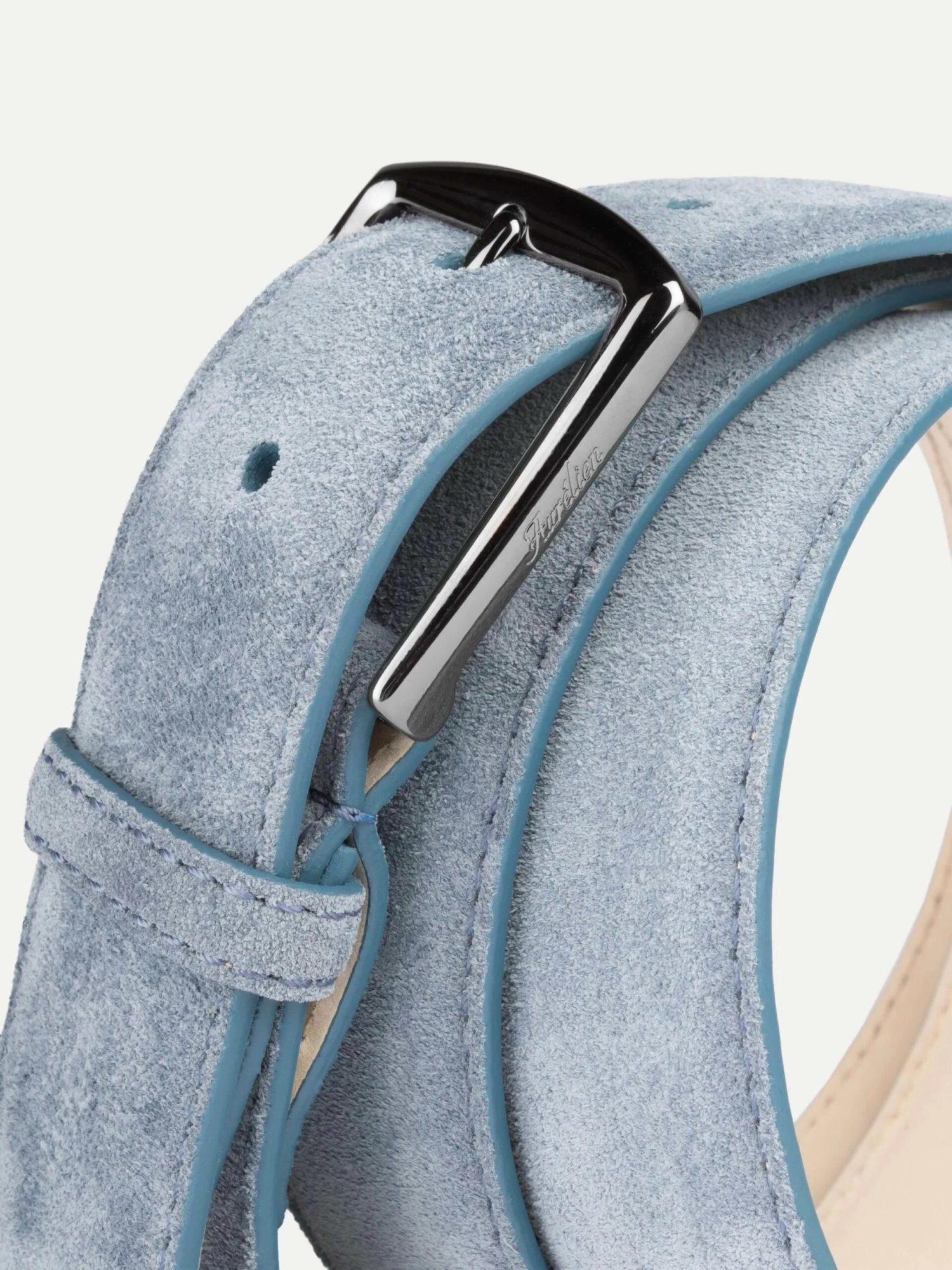 Light Blue Suede Leather Belt 5 Light Blue Suede Leather Belt - Image 3