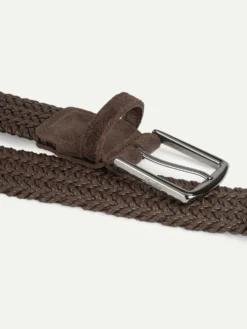 Chocolate Waxed Cotton Belt -Velora Fashion Aurelien belt waxed woven cotton chocolate men 3 scaled
