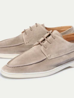 Light Grey Boat Loafers -Velora Fashion Aurelien boat shoes men suede shoes loafer italy light grey3