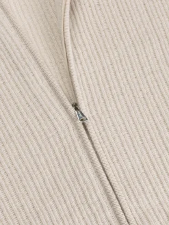 Ecru Rib Vest -Velora Fashion Aurelien bomber zipper vest sweater cashmere merino light beige2