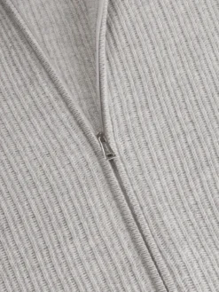 Light Grey Rib Vest -Velora Fashion Aurelien bomber zipper vest sweater cashmere merino light grey2