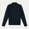 Navy Rib Vest -Velora Fashion Aurelien bomber zipper vest sweater cashmere merino lnavy1