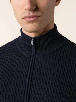 Navy Rib Vest 11 Navy Rib Vest -Velora Fashion Aurelien bomber zipper vest sweater cashmere merino lnavy13 2