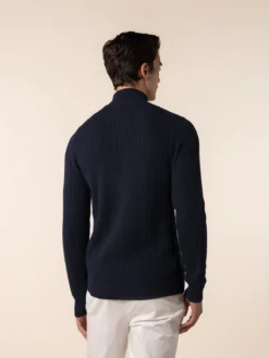 Navy Rib Vest 12 Navy Rib Vest -Velora Fashion Aurelien bomber zipper vest sweater cashmere merino lnavy14