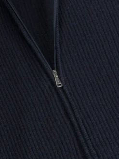 Navy Rib Vest 10 Navy Rib Vest -Velora Fashion Aurelien bomber zipper vest sweater cashmere merino navy2