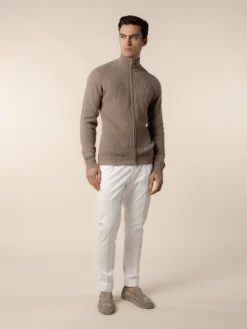 Taupe Rib Vest 13 Taupe Rib Vest -Velora Fashion Aurelien bomber zipper vest sweater cashmere merino taupe11