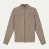 Taupe Rib Vest -Velora Fashion Aurelien bomber zipper vest sweater cashmere merino taupe3