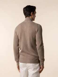 Taupe Rib Vest 12 Taupe Rib Vest -Velora Fashion Aurelien bomber zipper vest sweater cashmere merino taupe4