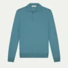 Extrafine Merino Polo Sapphire Blue -Velora Fashion Aurelien button polo sweater cashwool merino sapphire blue1