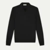 Extrafine Merino Buttonless Polo Black -Velora Fashion Aurelien buttonless polo sweater cashwool merino black 1