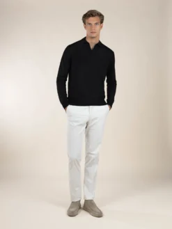 Extrafine Merino Buttonless Polo Black -Velora Fashion Aurelien buttonless polo sweater cashwool merino black 4 scaled