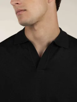Extrafine Merino Buttonless Polo Black -Velora Fashion Aurelien buttonless polo sweater cashwool merino black 5 scaled