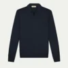 Extrafine Merino Buttonless Polo Navy